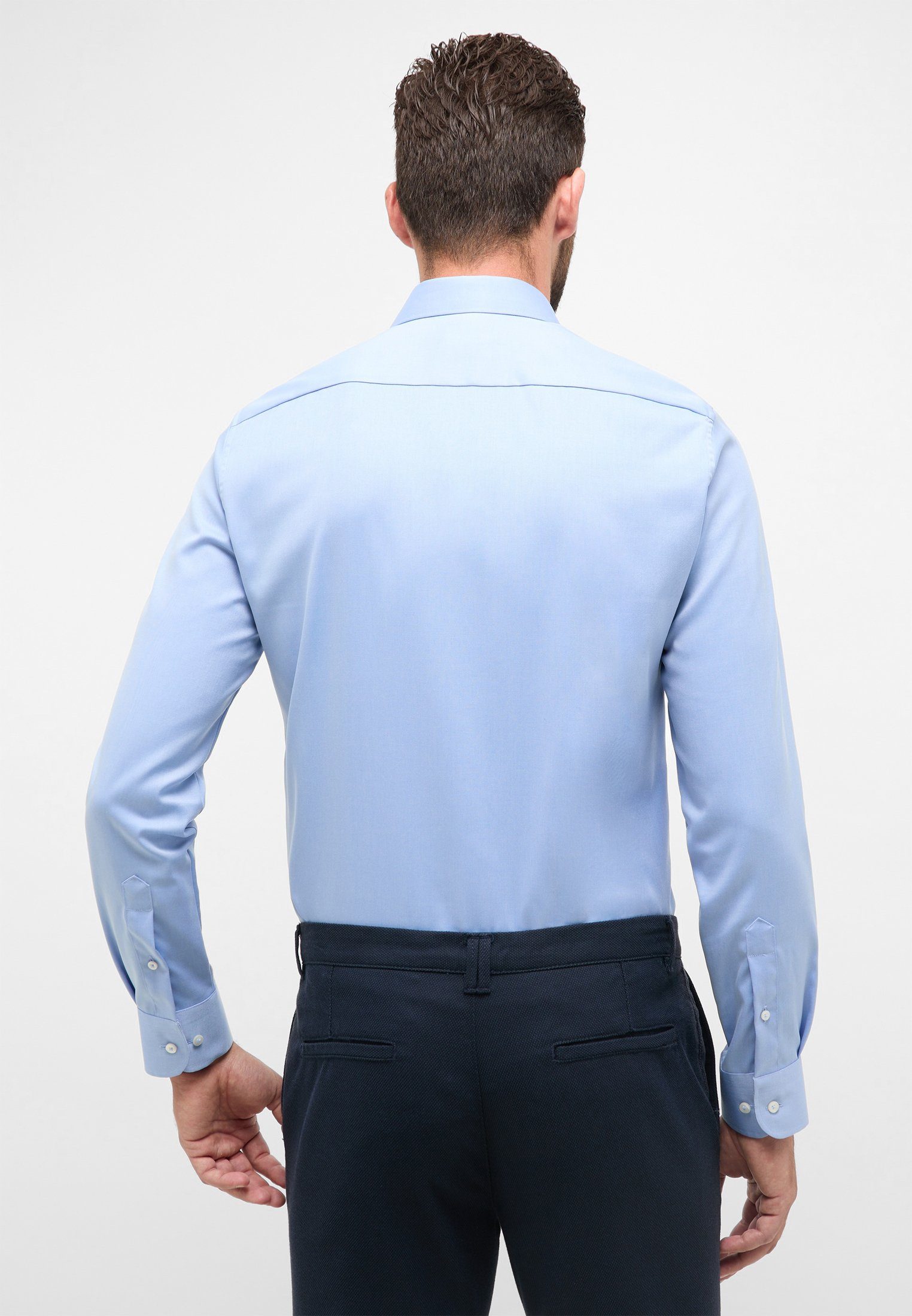 SLIM blau FIT Langarmhemd Eterna