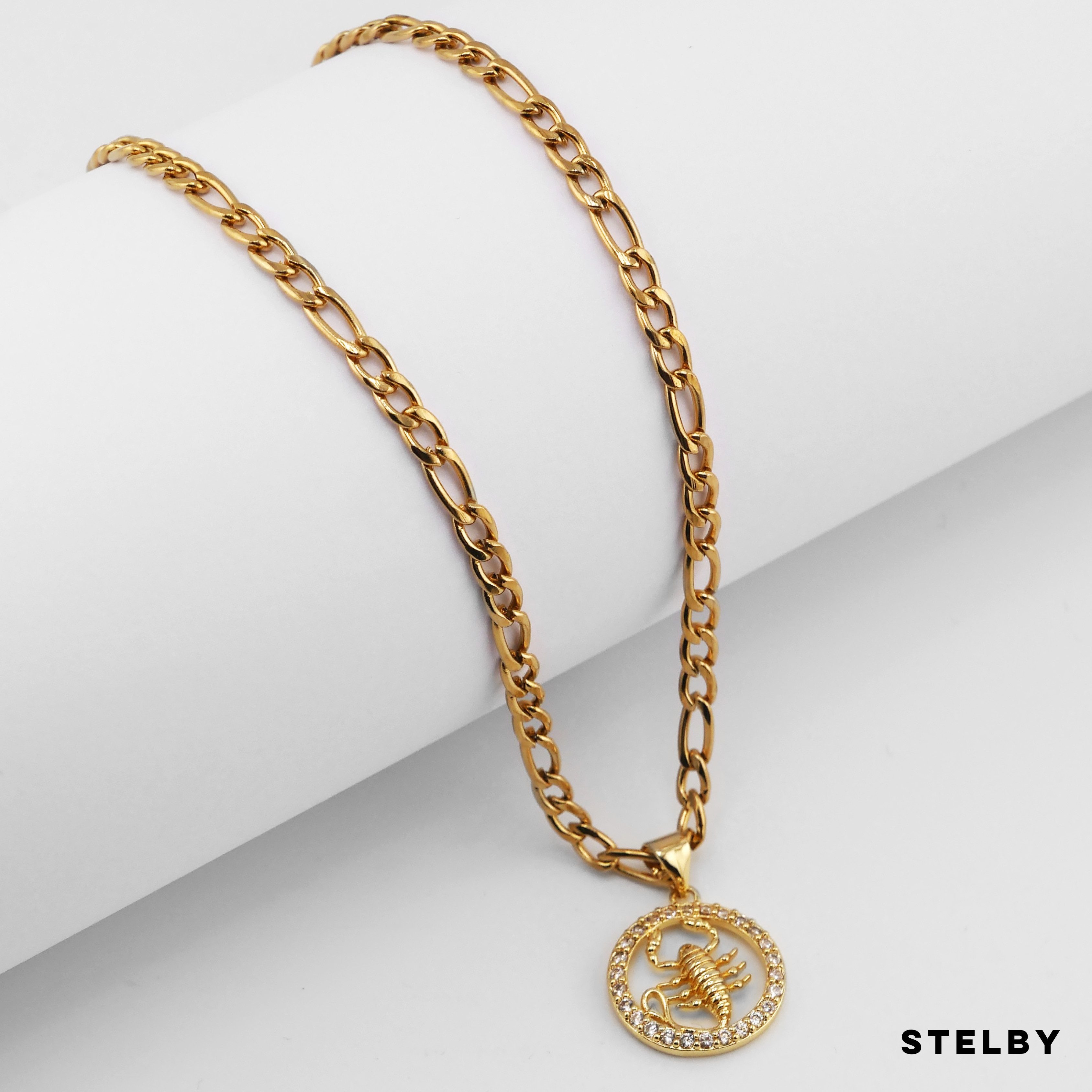Stelby Kette mit Anhänger Sternzeichen Skorpion Halskette vergoldet - Schmuck für Damen (Weihnachtsgeschenk), Valentinstaggeschenk, Muttertaggeschenk, Geburtsta – Bild 3 von 3
