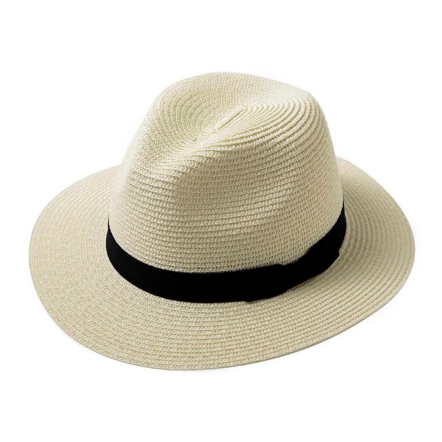 LuxusKollektion Strohhut Fedora Strohhut Sonnenhut Panamahut Strandhut Herren L Weiß 00715
