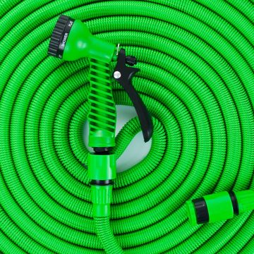Grafner Gartenschlauch Flexibler Premium Gartenschlauch Brause Wasserschlauch grün 30 m, Automatische Ausdehnung und Selbstentleerung, 1/2 Zoll Anschlüsse, dehnbar, grün