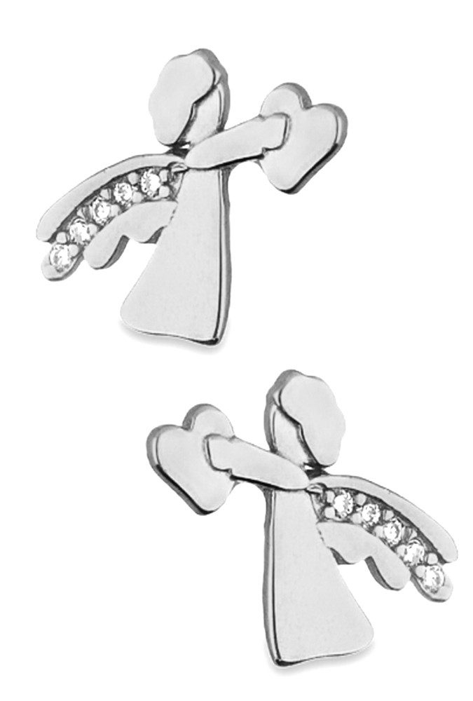 Limana Paar Ohrstecker 925 Silber Engel Herz rhodiniert Kinder Mädchen Damen Ohrringe (Schmuckbox), Geschenk Ostern Weihnachten Geburtstag Einschulung Muttertag