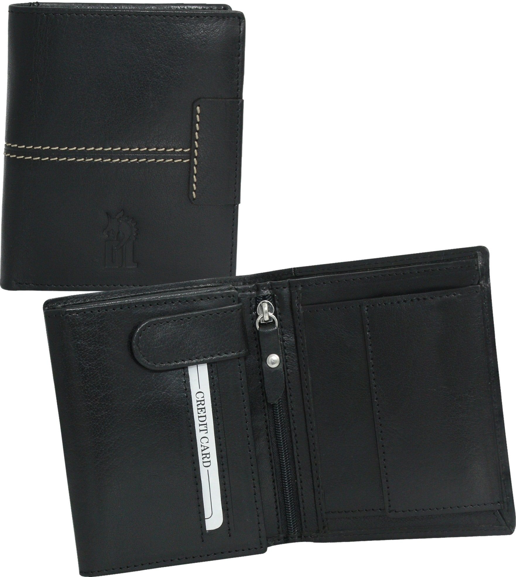 DrachenLeder Geldbörse DrachenLeder Herren Portemonnaie Börse (Portemonnaie, Portemonnaie), Herren Geldbörse Echtleder Größe ca. 9,5cm, schwarz, Serie Daniel