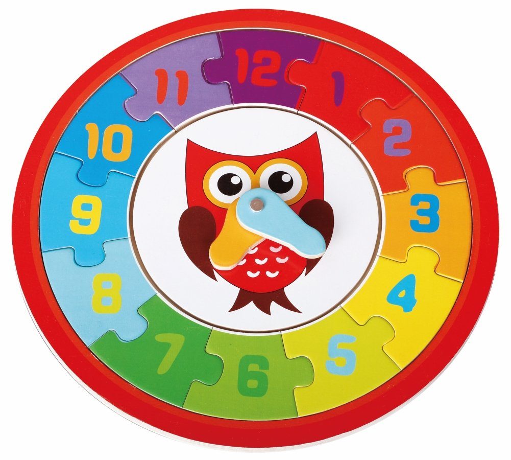Lelin Lernspielzeug 20076 Holz - Zahlenpuzzle mit Uhr