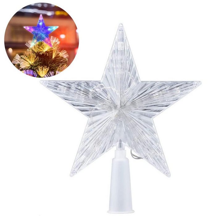 Mmgoqqt LED-Lichterkette Weihnachtsbaum-Spitze aus Kunststoff - moderner Christbaumstern