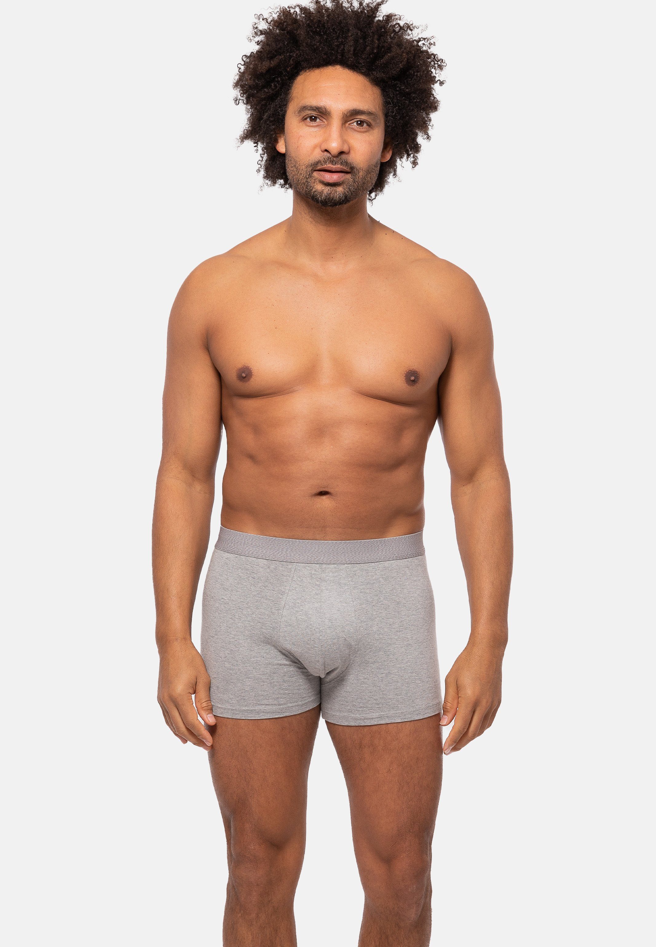 Almonu Ohne (Spar-Set, 3-St) Cotton Grau Boxer - Retro Organic Retro Baumwolle Pack - Melange - 3er Atmungsaktiv Pant Eingriff / Short