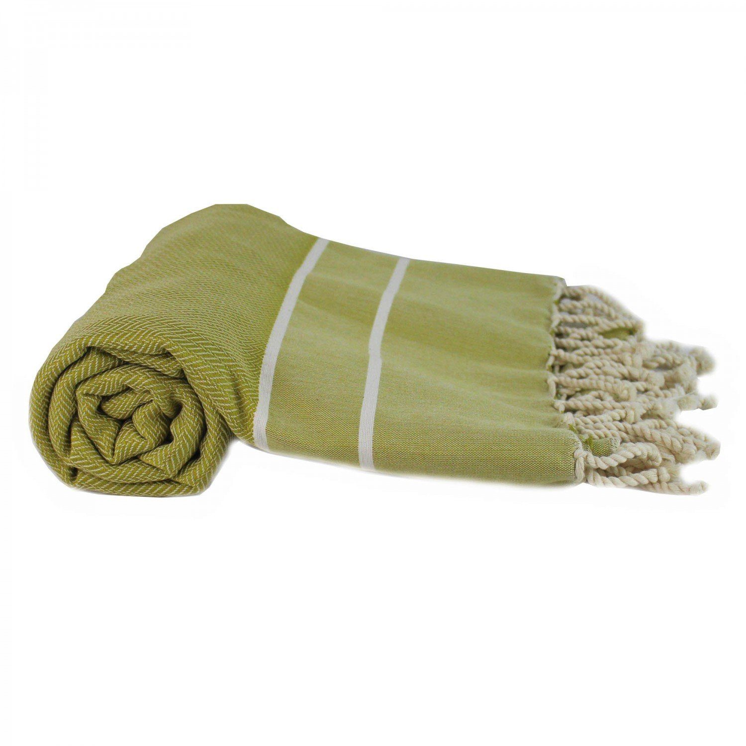 mitienda Hamamtuch Fouta Hamamtuch aus Baumwolle gelbgrün, Frottier