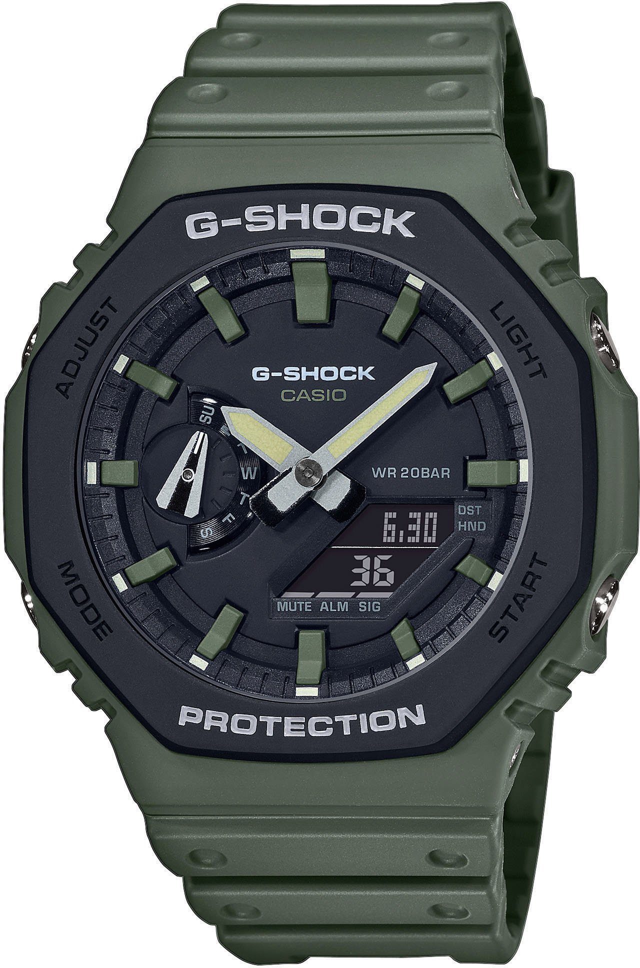 CASIO G-SHOCK Chronograph GA-2110SU-3AER, Quarzuhr, Armbanduhr, Herrenuhr, digital, bis 20 bar wasserdicht