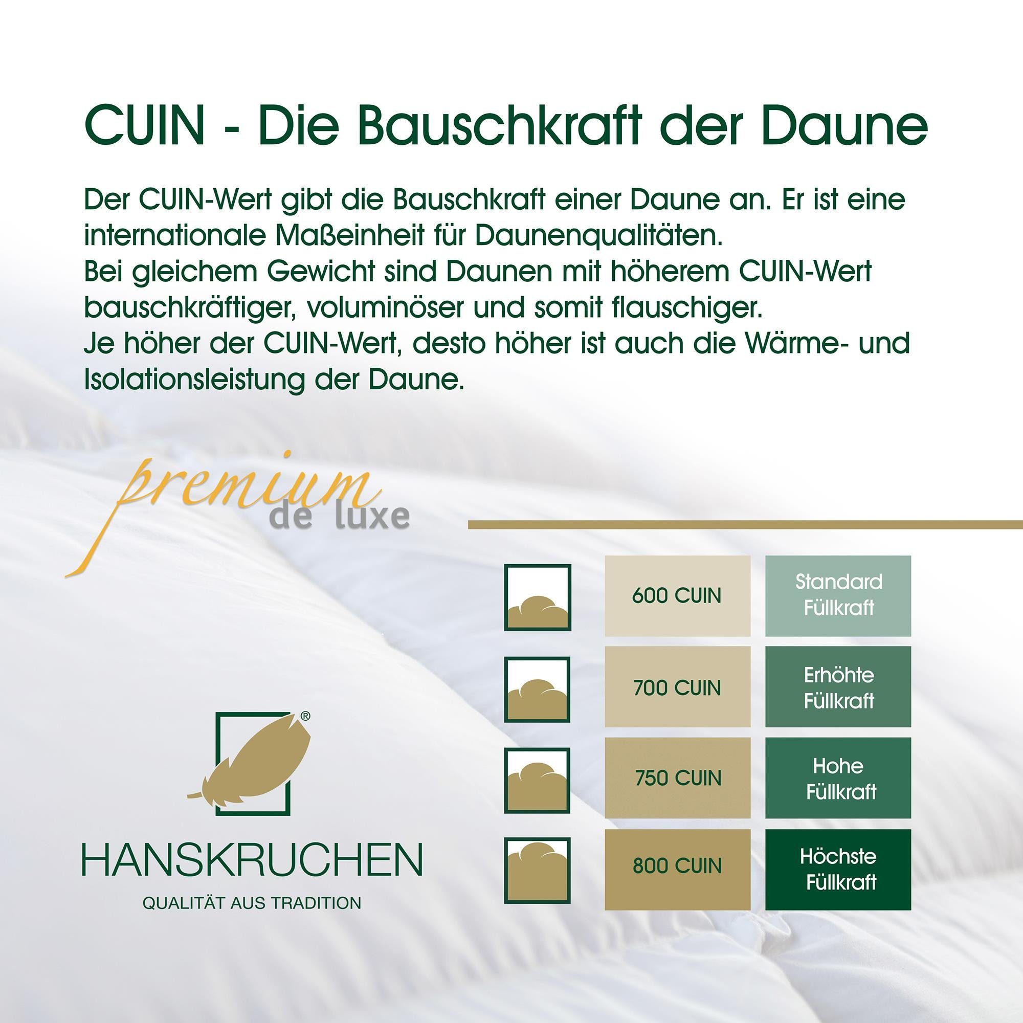 x Daunenbettdecke, 240 Bezug: Deutschland, allergikerfreundlich Leicht Daunen, in 260 cm, HANSKRUCHEN, hergestellt 100% Premium, Füllung: Baumwolle, 100%