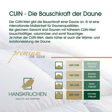 Daunenbettdecke, Premium, HANSKRUCHEN, Füllung: 100% Daunen, Bezug: 100% Baumwolle, Medium 260 x 220 cm, hergestellt in Deutschland, durch das Institut