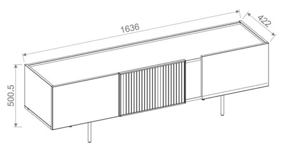 Marmo Eiche Feldmann-Wohnen Artisan / 3-türig 164x42x50cm TV-Schrank (Marmo, Lowboard) Sebastian San