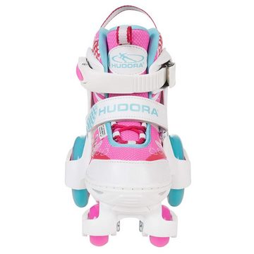 Hudora Rollschuhe My First Quad 2.0 Girl, verstellbare Größe 26-29, Roller-Skates, für Mädchen, rosa/weiß