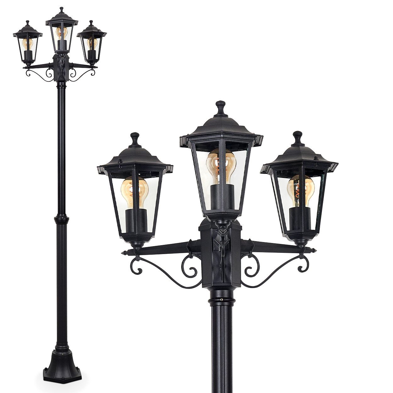 hofstein Außen-Stehlampe Wegeleuchte aus Metall/Glas in Schwarz/Klar, ohne günstig online kaufen