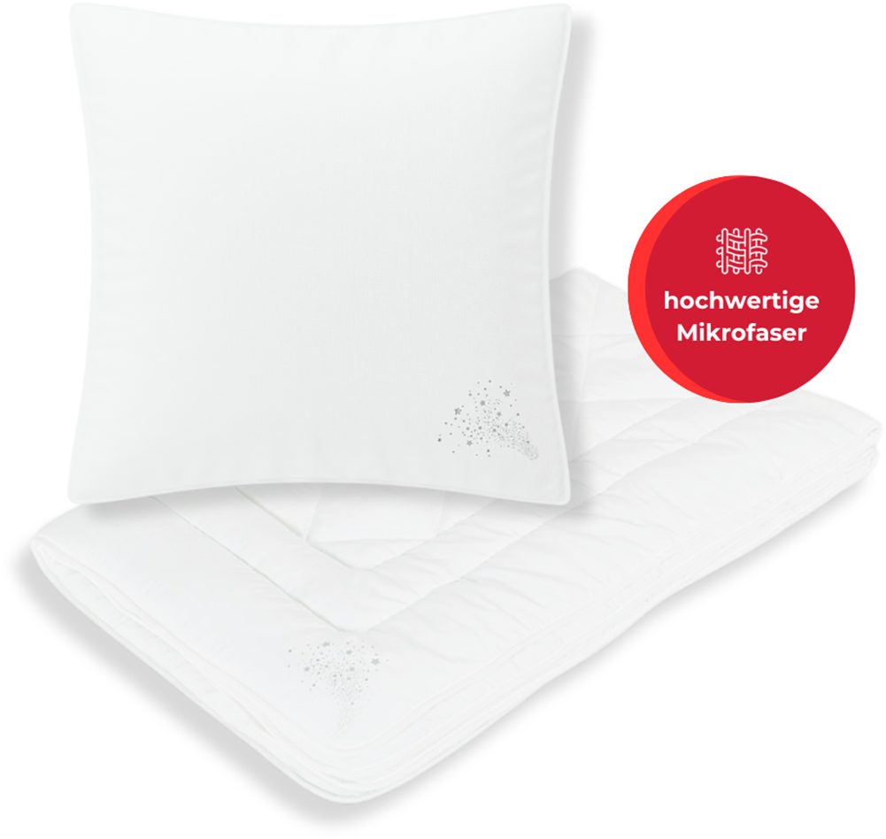 OTTO home Microfaserbettdecke + Kopfkissen Baca, 2-tlg. Bettdecke 135x200 oder155x220 cm mit Kissen 80x80 cm, Füllung: 6D-Hohlfaser (Bettdecke), Bezug: Microfaser, Set Bettdecke & Kissen Made in Germany, Sommer, Winter