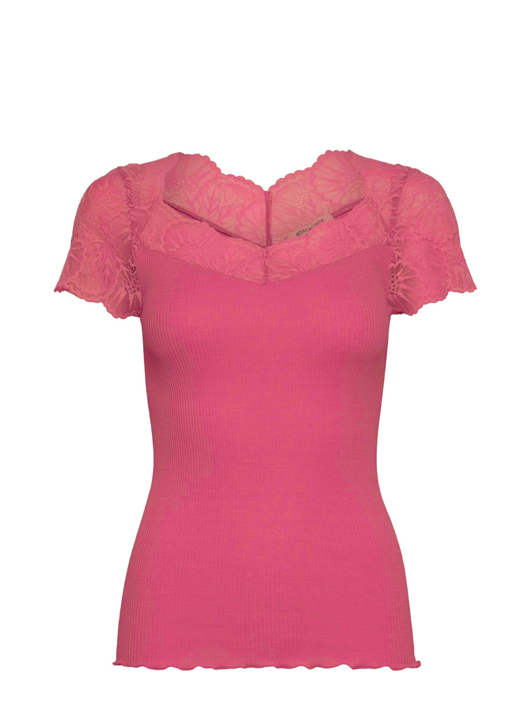 rosemunde Spitzenshirt Beatha Lace Capsleeve T-Shirt mit Seide wunderschöne elastisch weiche Vintage-Spitze an Ausschnitt und Ärmeln