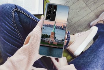 MuchoWow Handyhülle New York - Freiheitsstatue - Skyline, Phone Case, Handyhülle Samsung Galaxy S21 Ultra, Silikon, Schutzhülle