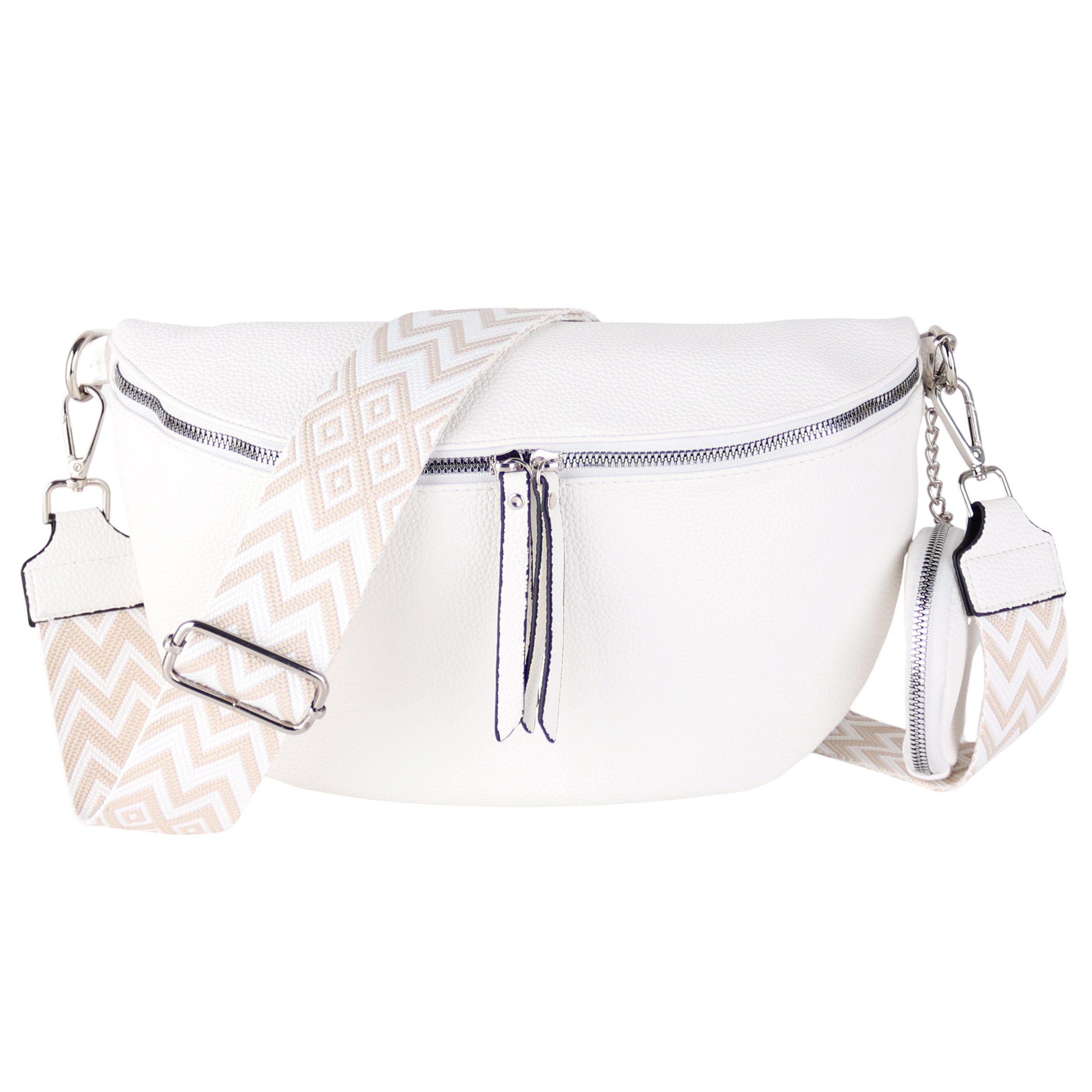 MIRROSI Bauchtasche Damen Taschen, Umhängetasche, Brusttasche, 33x20x10cm oder 24x14x7cm (Schultertasche aus Veganleder für jeden Anlass), Crossbody Bag, Bohemian gemusterten & verstellbaren Schulterriemen