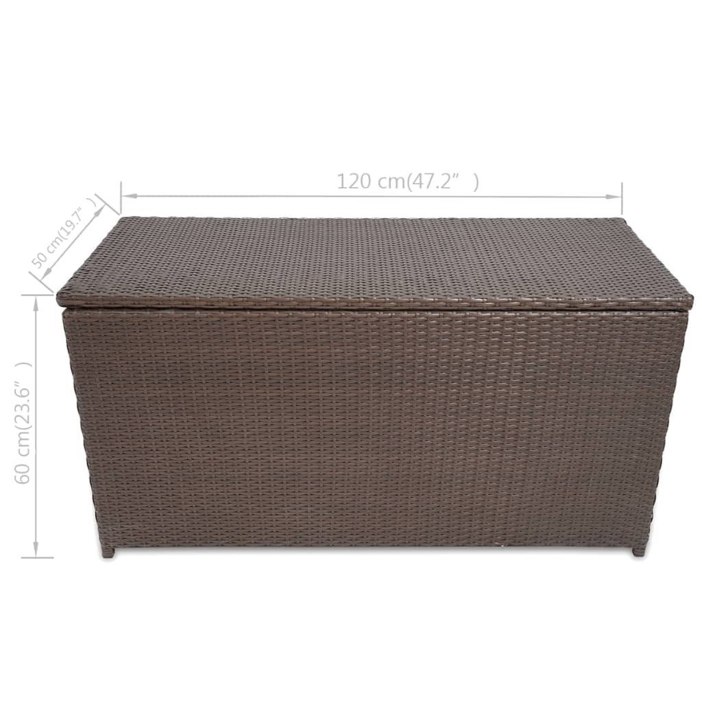 cm Rattan Poly Gartenbox furnicato Garten-Aufbewahrungsbox Braun 120x50x60