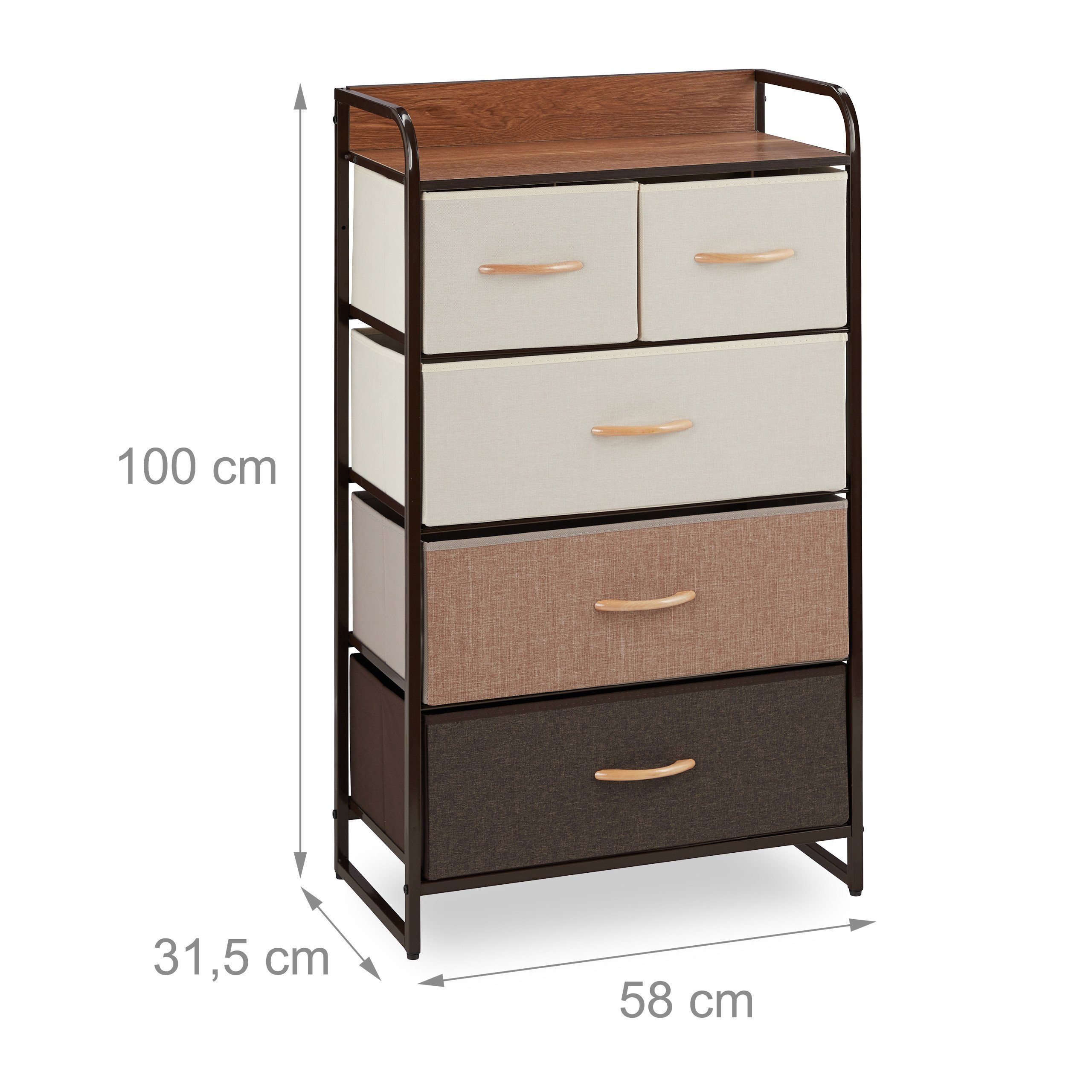 relaxdays Beistellschrank Schubladenschrank vers. Designs (1-St) B – Bild 4 von 5