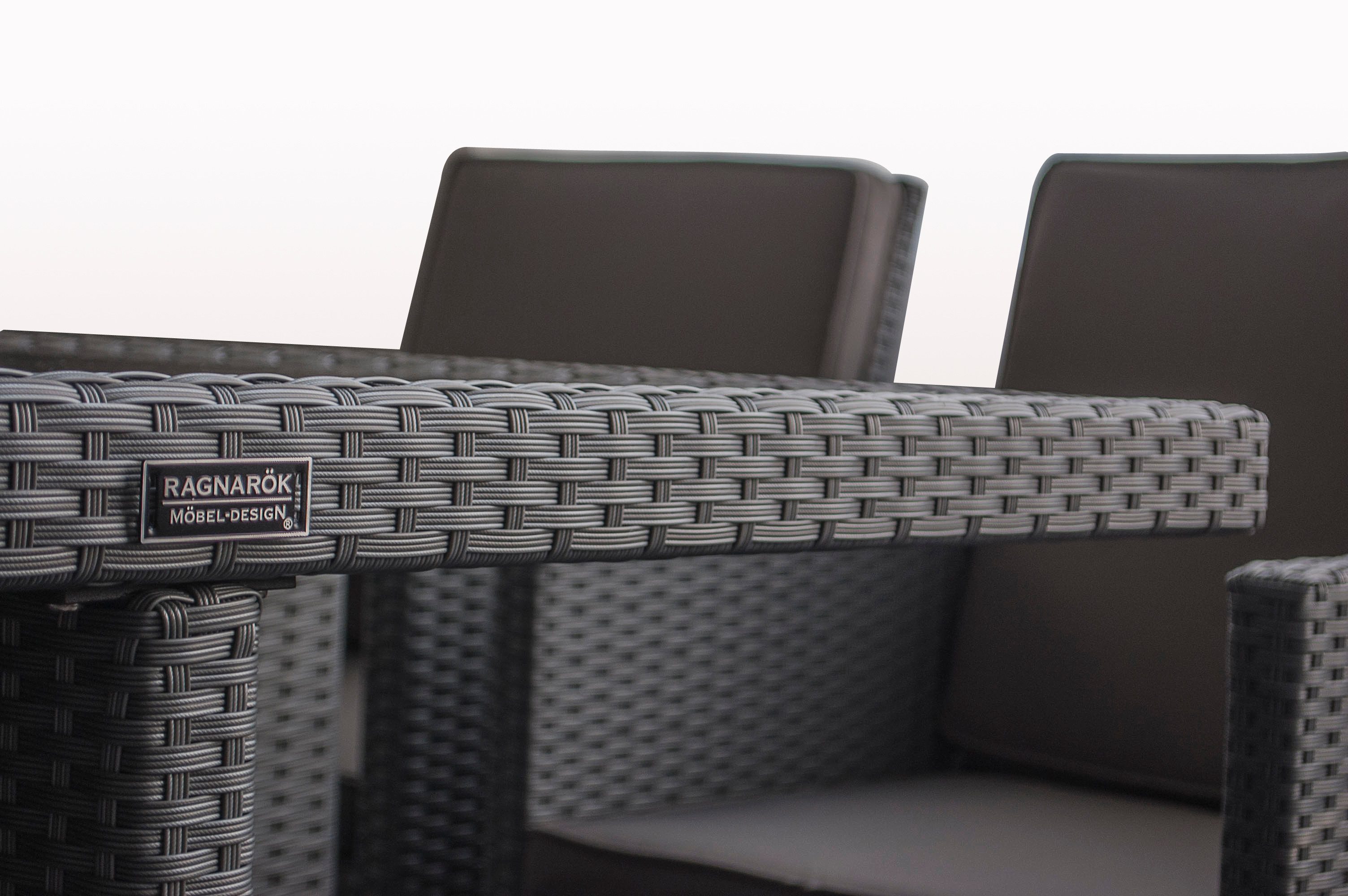 Ragnarök Möbel-Design Garten-Essgruppe Esstisch Set Heimdall 4+4, (Set, Polyrattan, Alu, Würfelsystem)