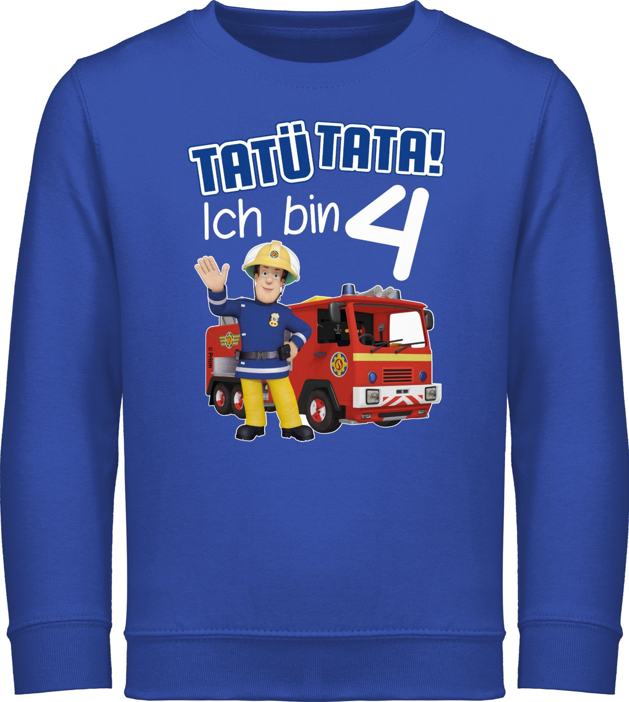 Shirtracer Sweatshirt Tatü Tata! Ich bin 4 Geburtstag Feuerwehrmann Sam Mädchen 1 Royalblau