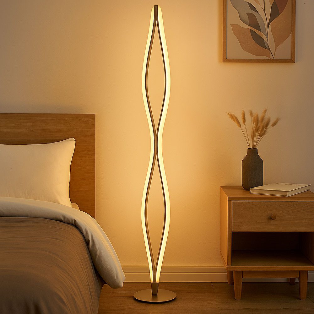 Esto LED Stehlampe, LED-Leuchtmittel fest verbaut, Warmweiß, LED Steh Leuchte Schlaf Gäste Zimmer Strahler Lese ALU Stand Lampe