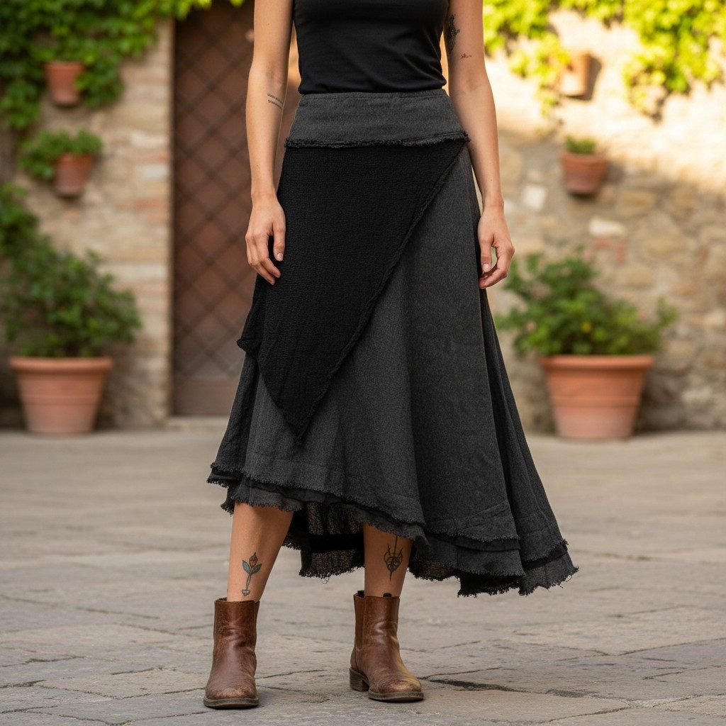 Guru-Shop Minirock Natürlicher Goa Wickelrock, Hippie Lagenrock,.. alternat günstig online kaufen