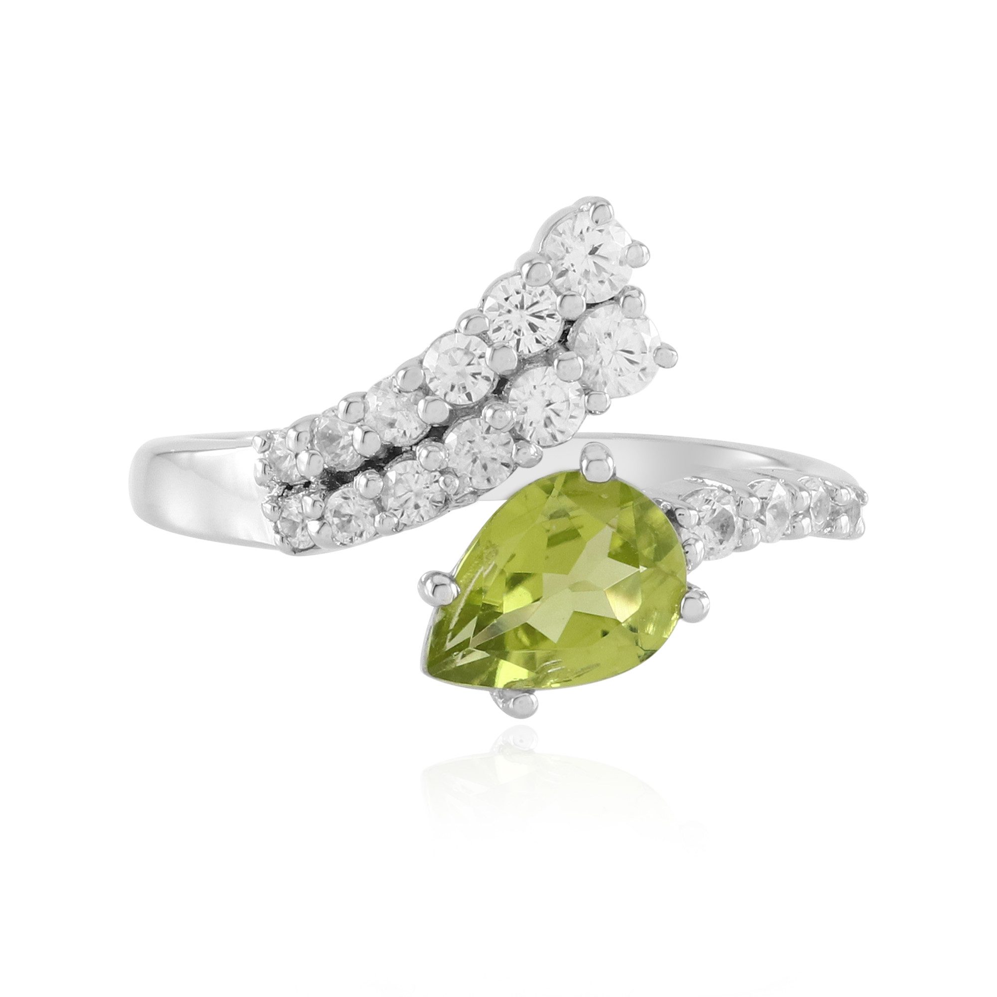 Cavill Silberring Cavill Peridot-Ring 1,005 ct Tropfenform 925 Silber platin Damen (1-tlg)