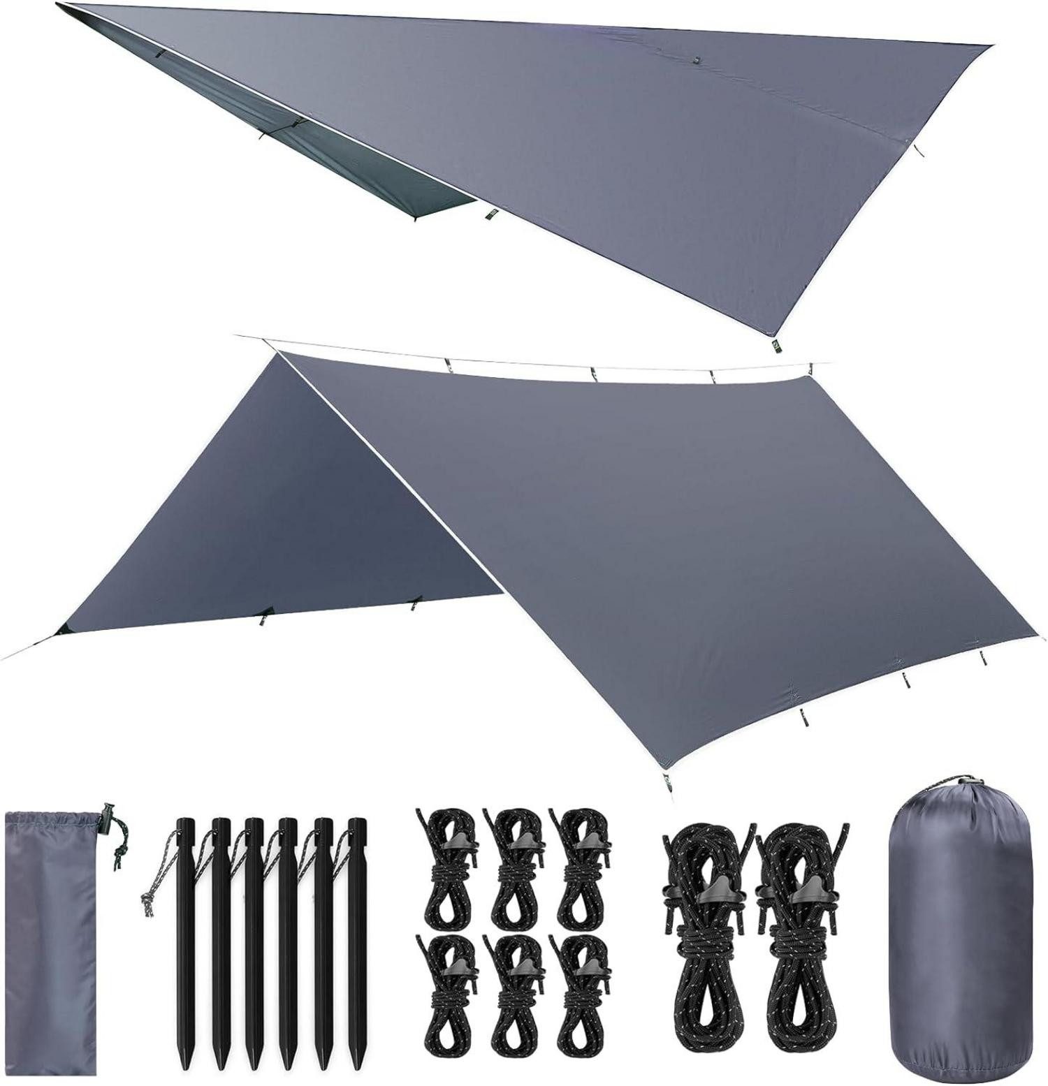 LuxusKollektion Campingstuhl Tarp 3x4M Ultraleicht Wasserdicht Camping Zeltplane mit Zubehör