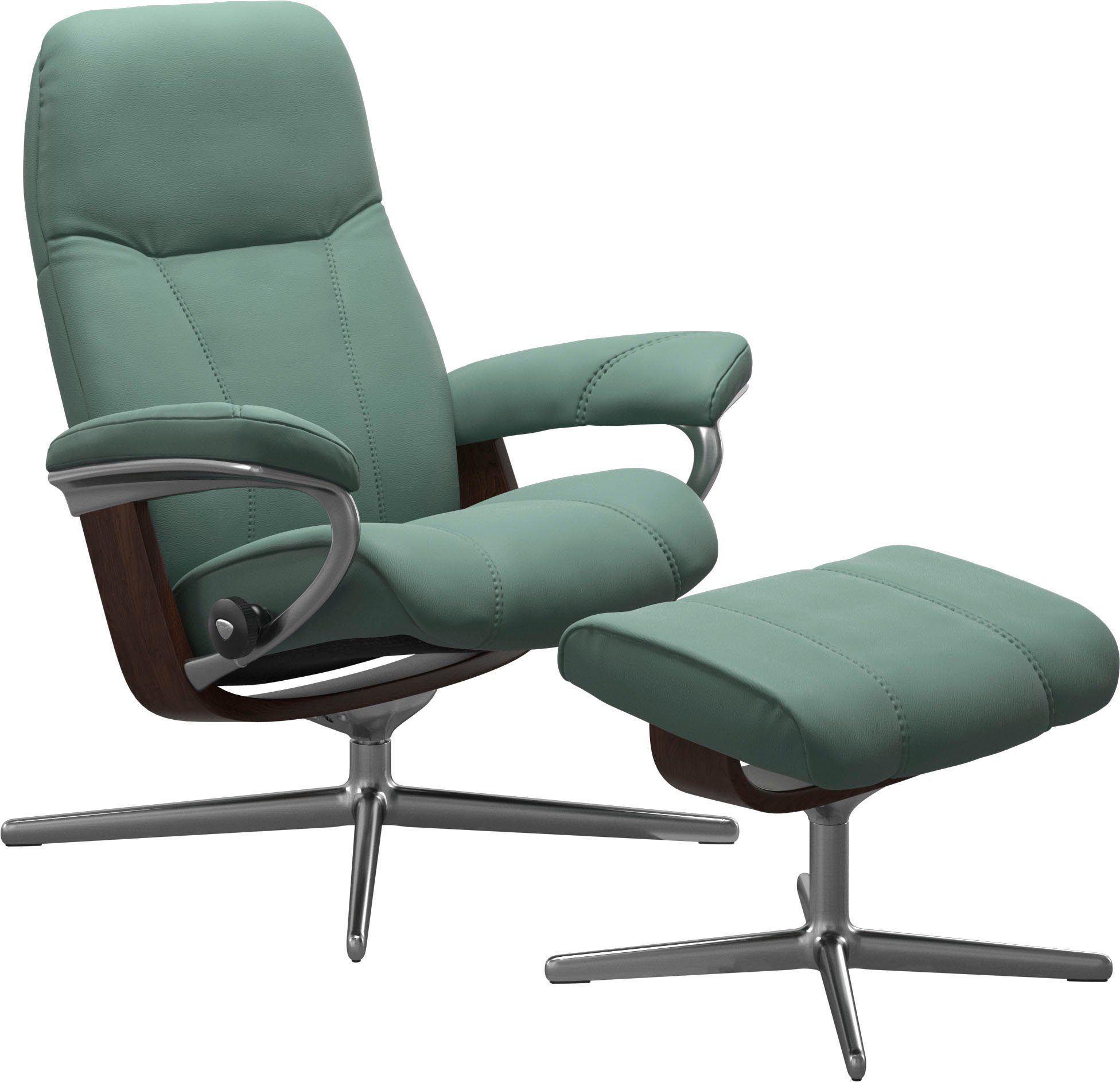 Stressless® Relaxsessel Consul (Set, Relaxsessel mit Hocker), mit Hocker, mit Cross Base, Größe S, M & L, Holzakzent Braun