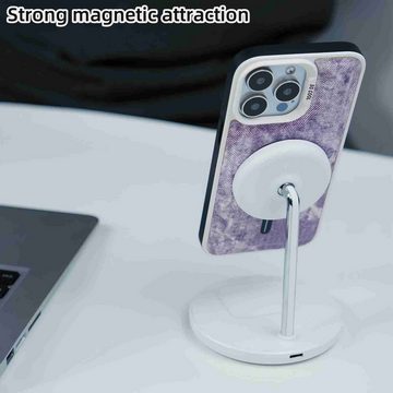 Wigento Handyhülle Für Apple iPhone 15 Pro MagSafe Contrast Color Denim Magnetisch Hülle
