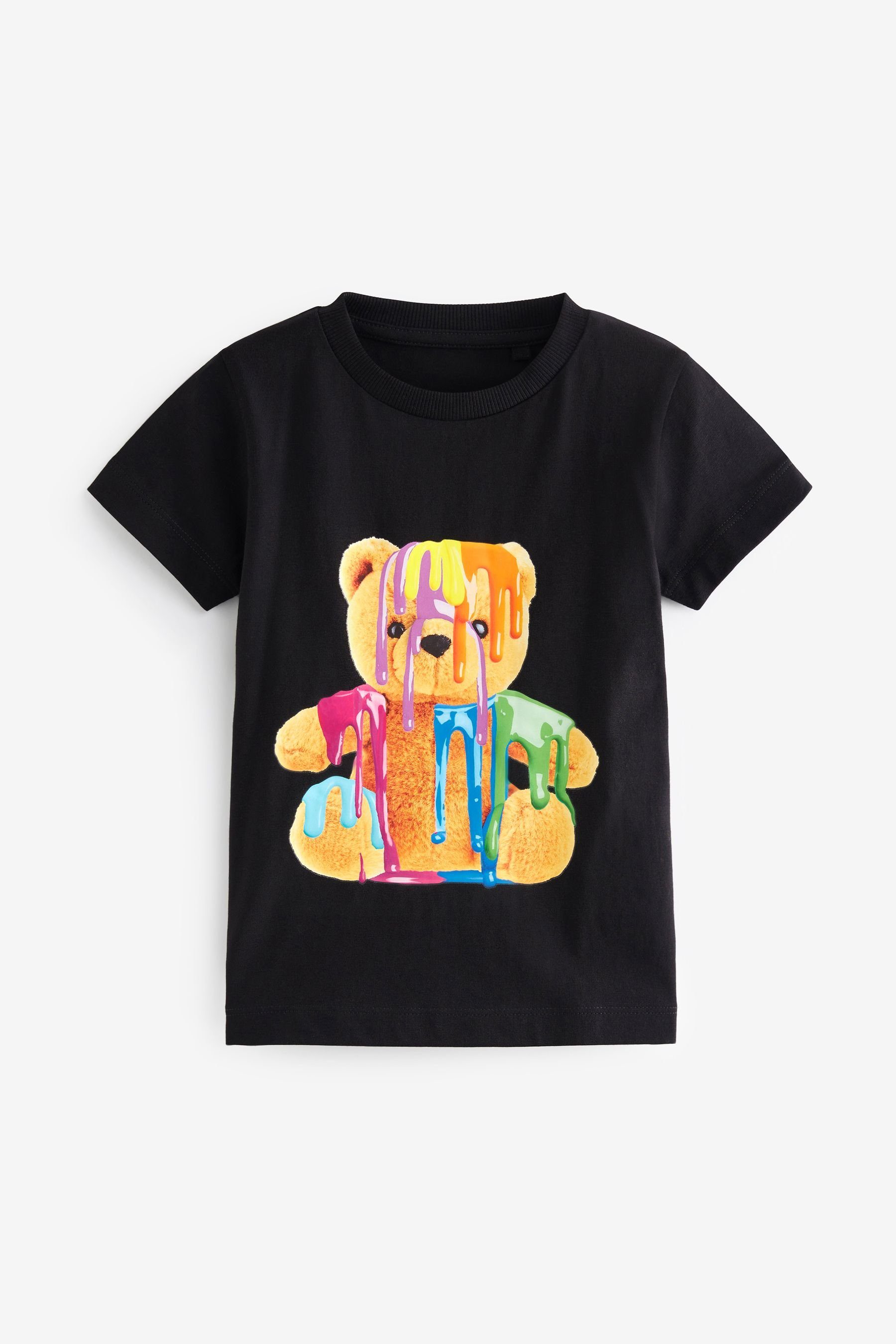 Figurenmotiv Black Kurzarm-T-Shirt Paint (1-tlg) mit T-Shirt Next Bear