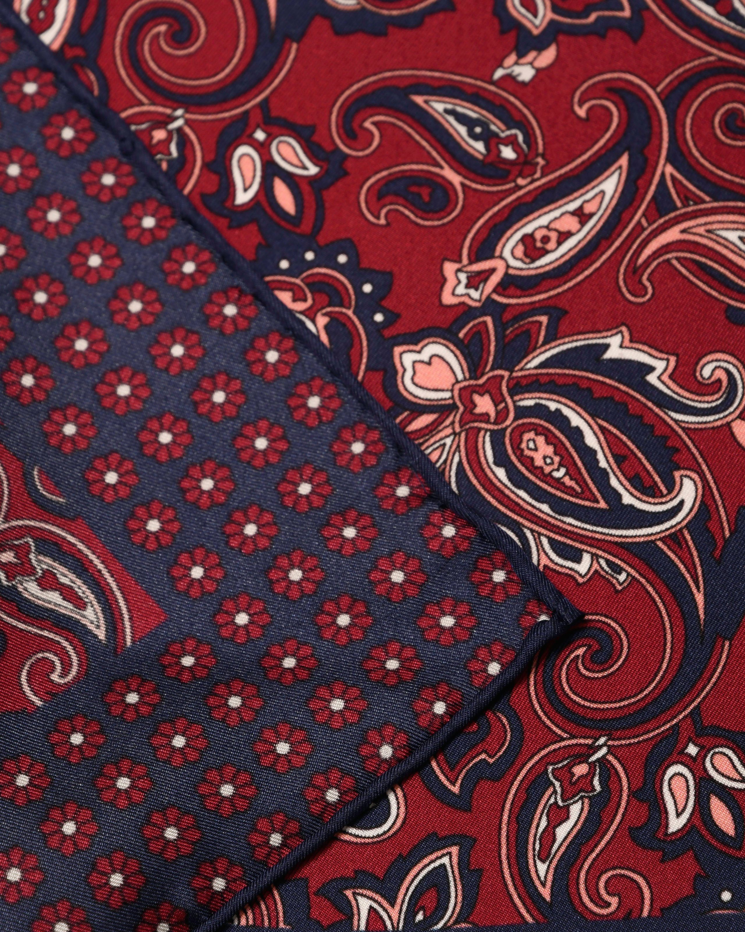 MayTree Seidentuch Herren handrolliert aus Twill-Seide 53x53, Paisley m. Rand Magenta, (Stück), 100% Seide – Bild 5 von 5