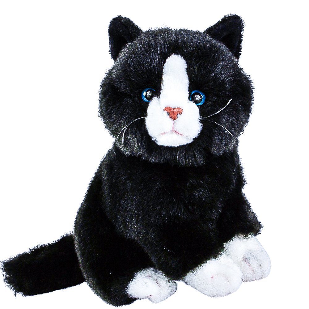 Teddys Rothenburg Kuscheltier Katze schwarz-weiß 30 cm (mit Schwanz)  (Stofftiere Katzen Plüschtiere, Stoffkatze Plüschkatze Spielzeug Kinder Baby )