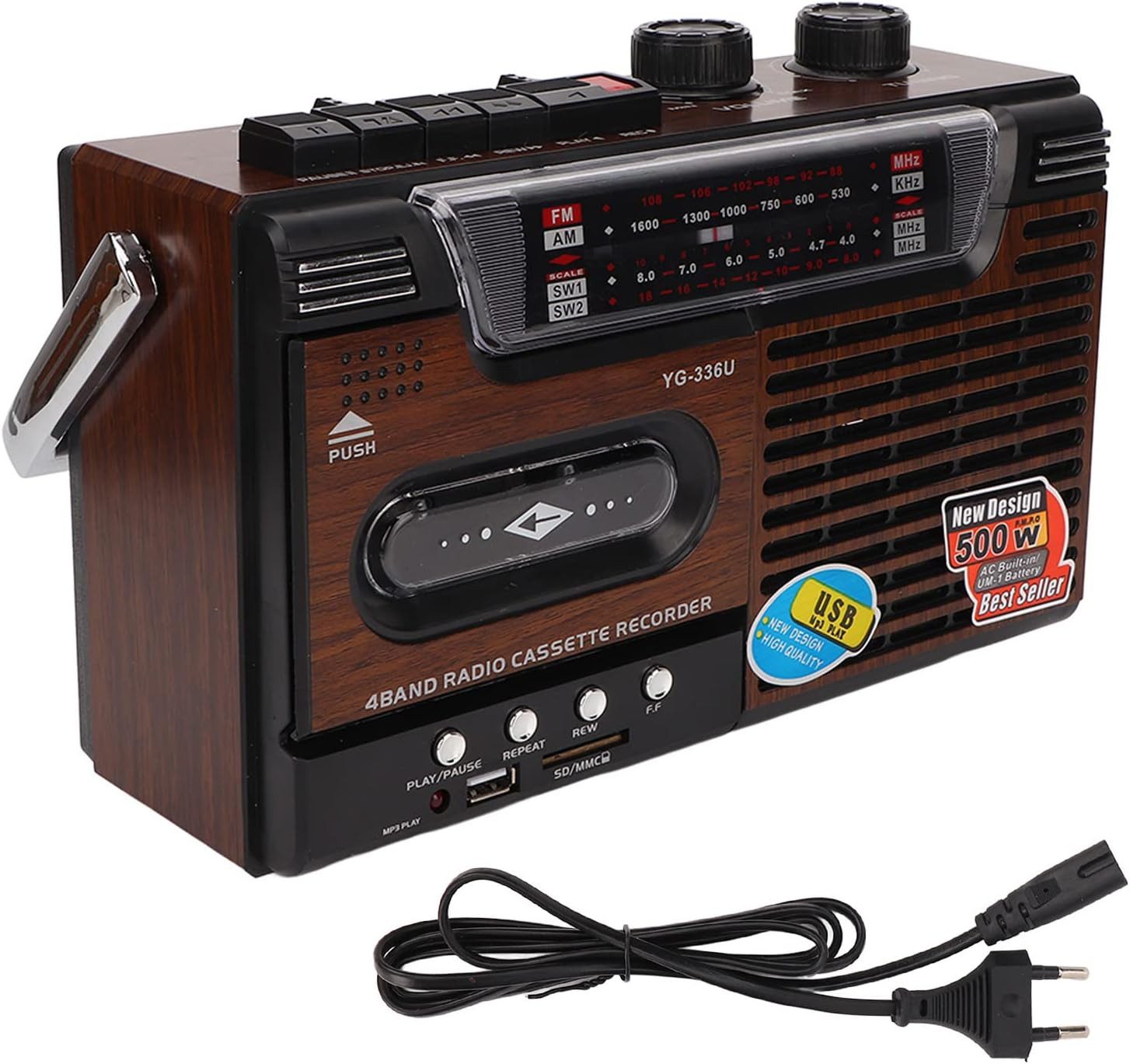 Retro-Boombox-Kassettenspieler AM/FM/SW1/SW2 Radio