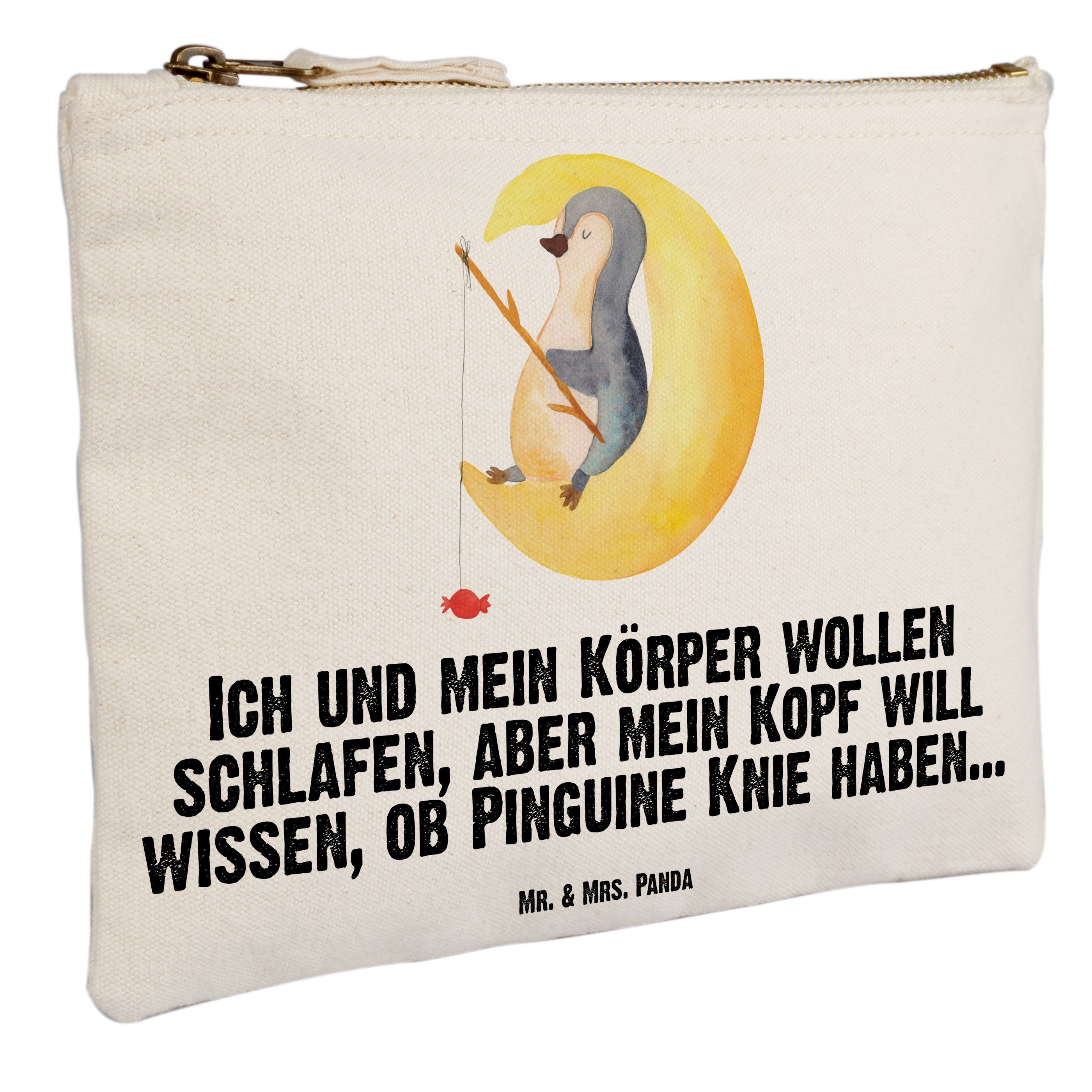 Mrs. Geschenk, Weiß & (1-tlg) Schlamperetui, - Große Panda Kosmetiktasche Mr. - Grösse XL müde, Mond Pinguin