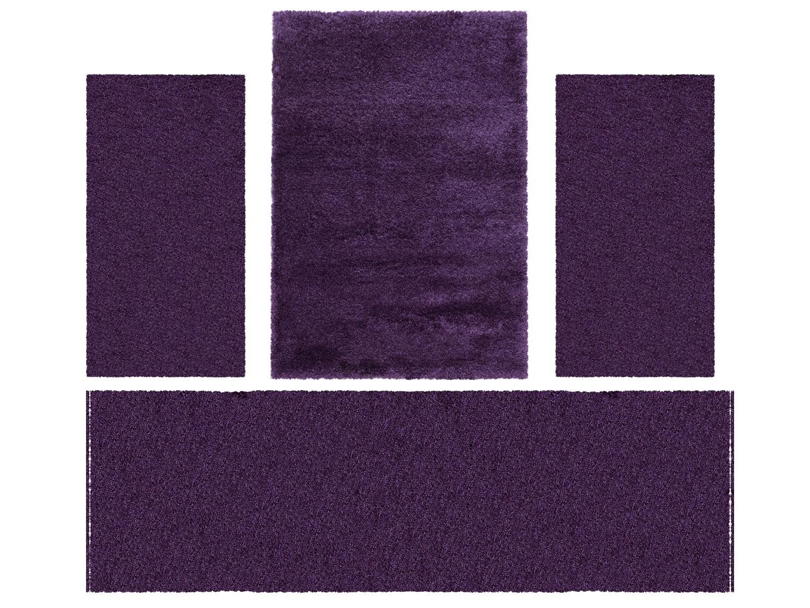 Villa Möbel Hochflor-Bettumrandung Unicolor - Einfarbig, Höhe 30 mm, (4-tlg), Teppich Wohnzimmer Einfarbig Shaggy verschidene farben und größen