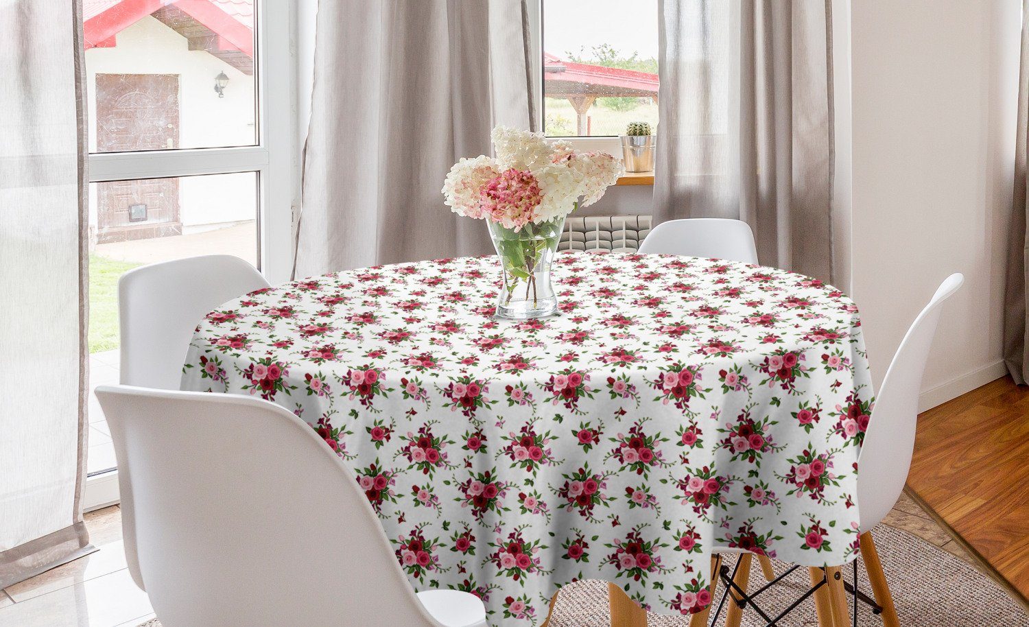 Abakuhaus Tischdecke Kreis Tischdecke Abdeckung für Esszimmer Küche Dekoration, Blumen Brautsträuße Rosen
