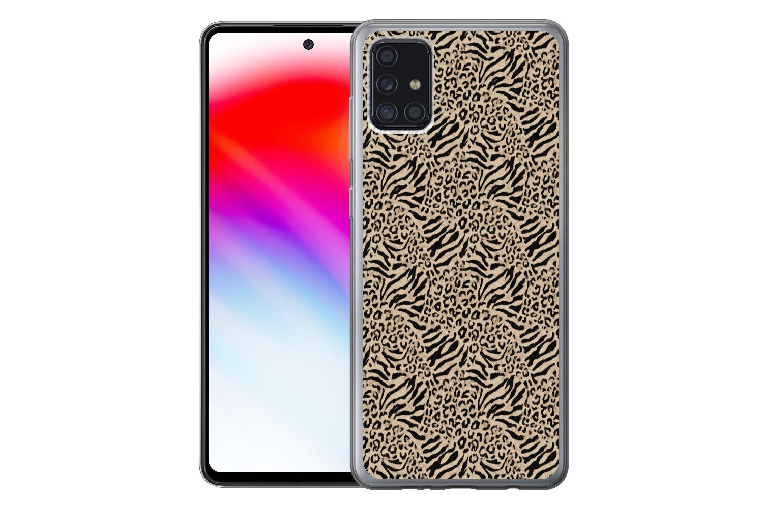 MuchoWow Handyhülle für Samsung Galaxy A52 5G Giraffe - Zebra - Motiv - Braun, Smartphone-Bumper, Print, Handy Schutzhülle Dünn