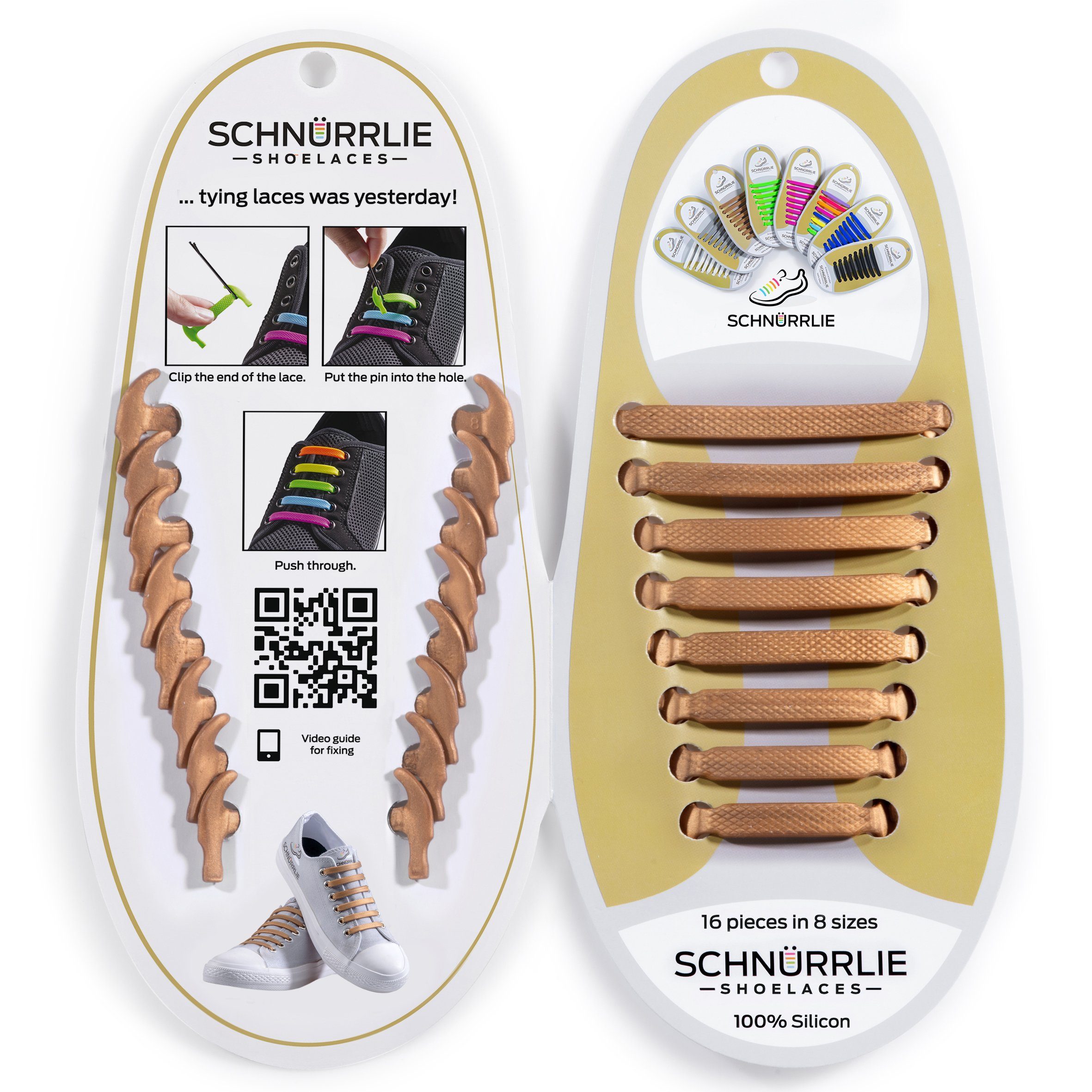 SCHNÜRRLIE Schnürsenkel Silikon Schnürbänder - elastische flache Laces, für Sneaker, Turnschuhe, Sportschuhe uvm