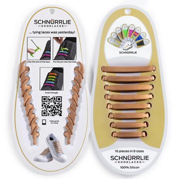 SCHNÜRRLIE Schnürsenkel Silikon Schnürbänder - elastische flache Laces, für Sneaker, Turnschuhe, Sportschuhe uvm