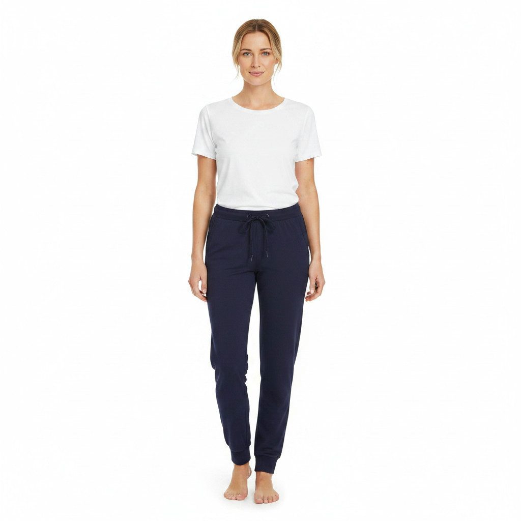 Ringella Loungepants lange Damen Loungehose mit Strickbündchen am Beinabschluss