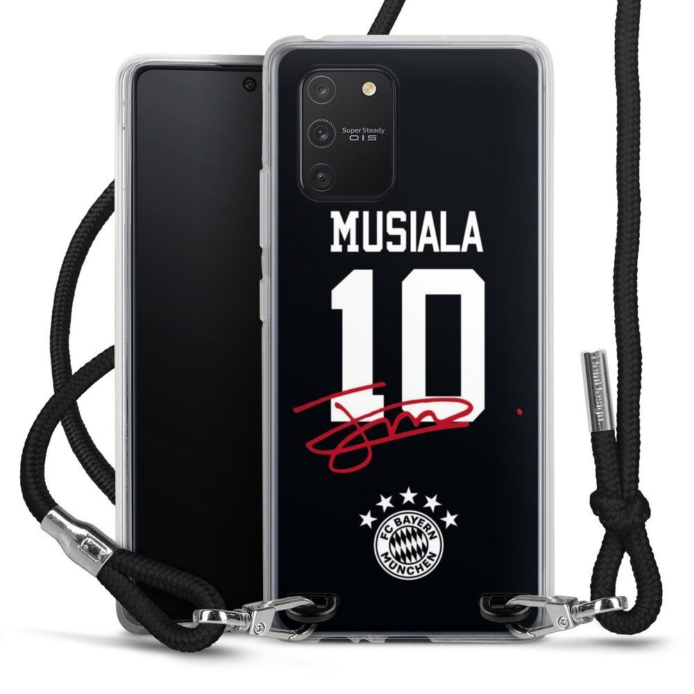 DeinDesign Handyhülle FC Bayern München Jamal Musiala FCB Musiala 10, Samsung Galaxy S10 Lite Handykette Hülle mit Band Case zum Umhängen