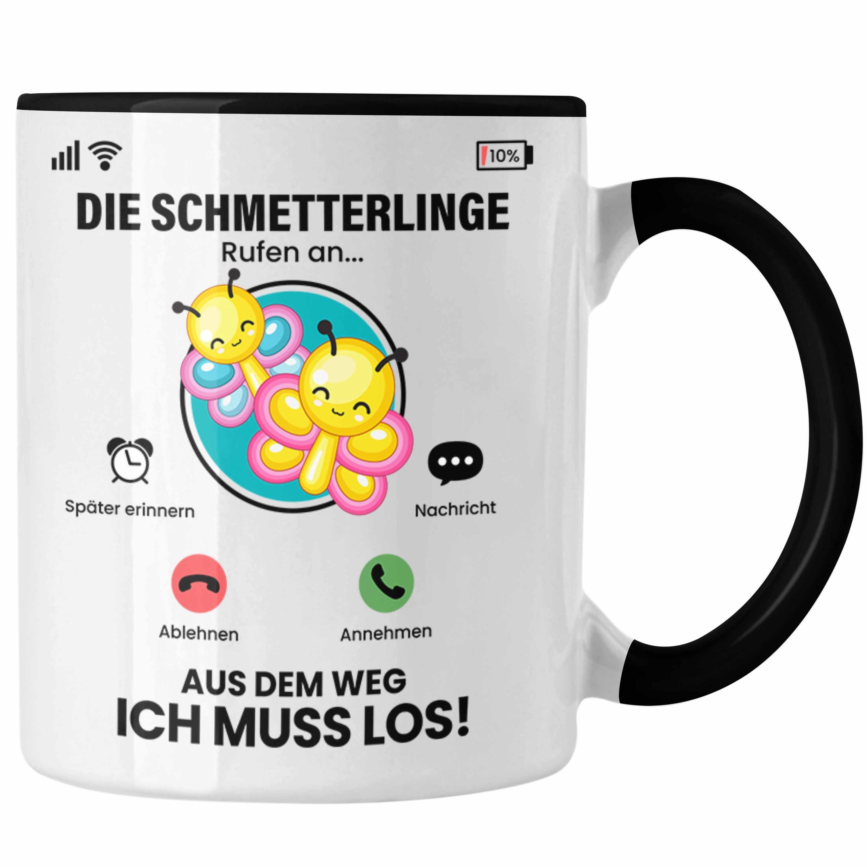 Trendation Tasse Die Schmetterlinge Rufen An Tasse Geschenk für Schmetterlinge Züchter Schwarz