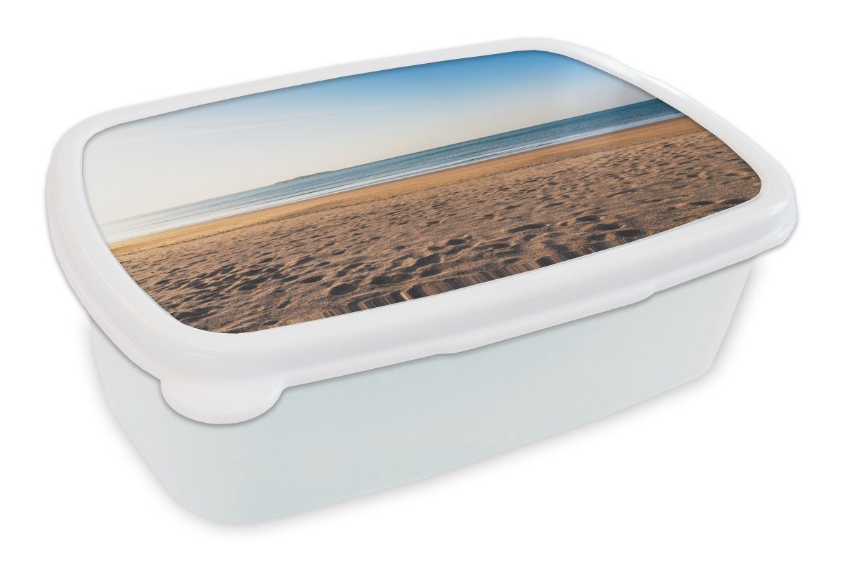 MuchoWow Lunchbox Strand - Licht - Sommer, Kunststoff, (2-tlg), Brotbox für Kinder und Erwachsene, Brotdose, für Jungs und Mädchen weiß