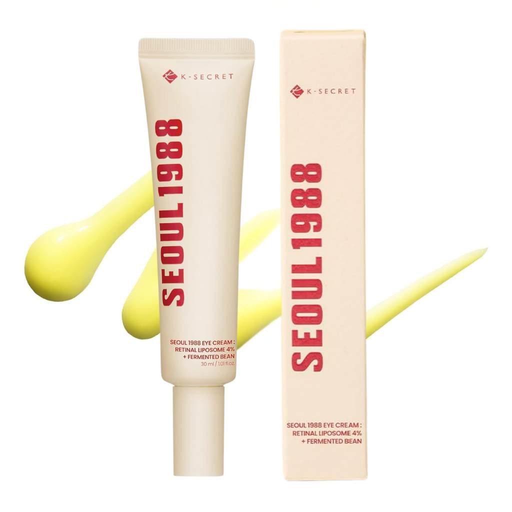 K-Secret Augencreme SEOUL 1988 Eye Cream 30 ml – 4 % Retinal Liposome & Fermented Bean, Regenerierend, Vegan, Ohne Parfum, feuchtigkeitsspendend, vegane Pflege, schnell einziehende Textur