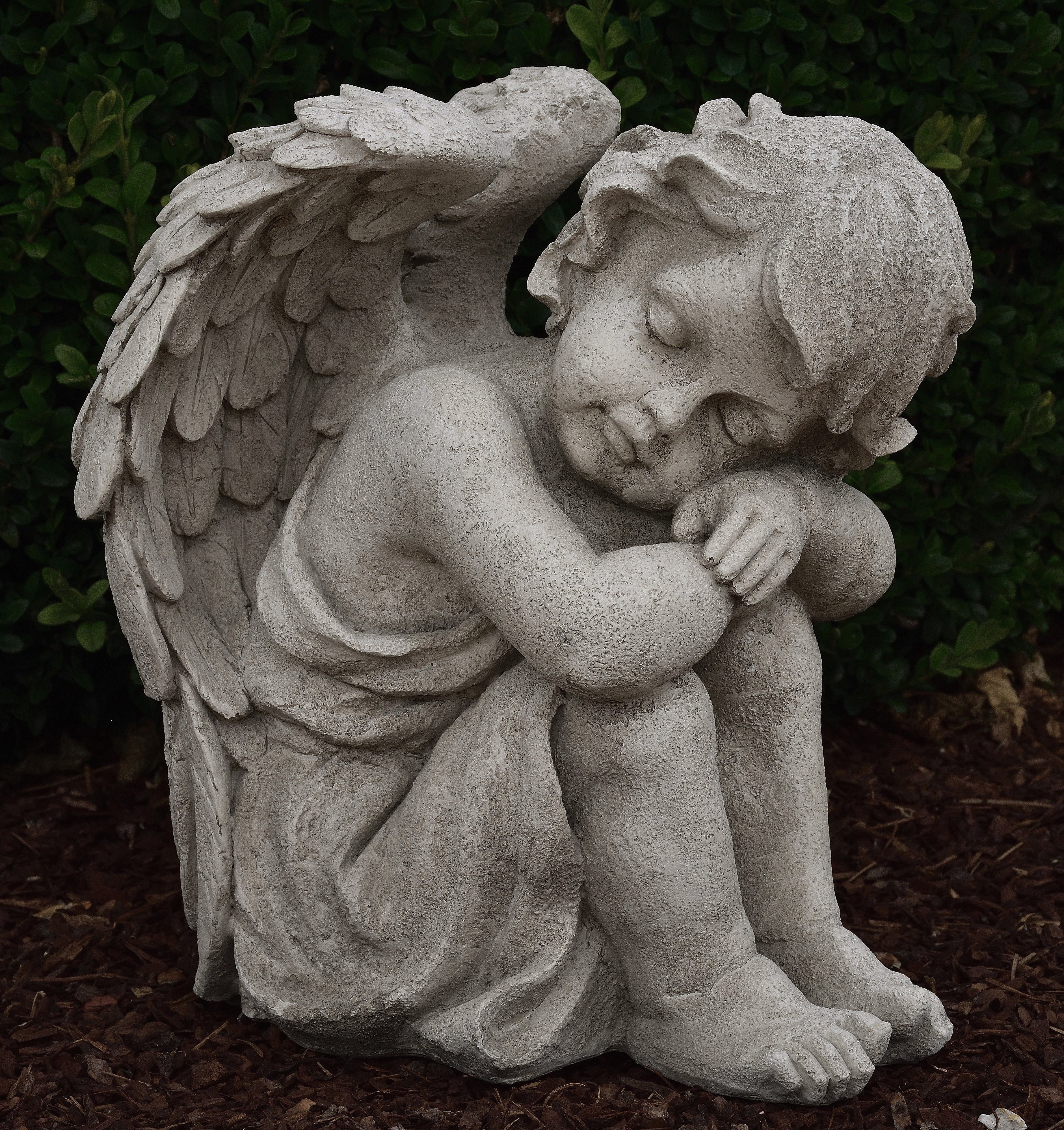 MystiCalls Engelfigur Dekofigur Engel - Engelfigur Dekoration Gartenfigur Garten Grabengel Allerheiligen beige | Engelfiguren