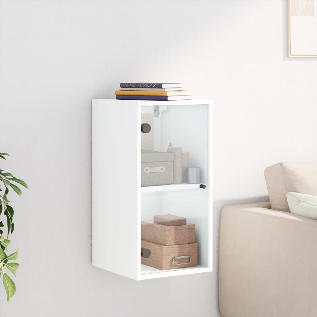 vidaXL Glashängeschrank Wandschrank mit Glastüren Weiß günstig online kaufen