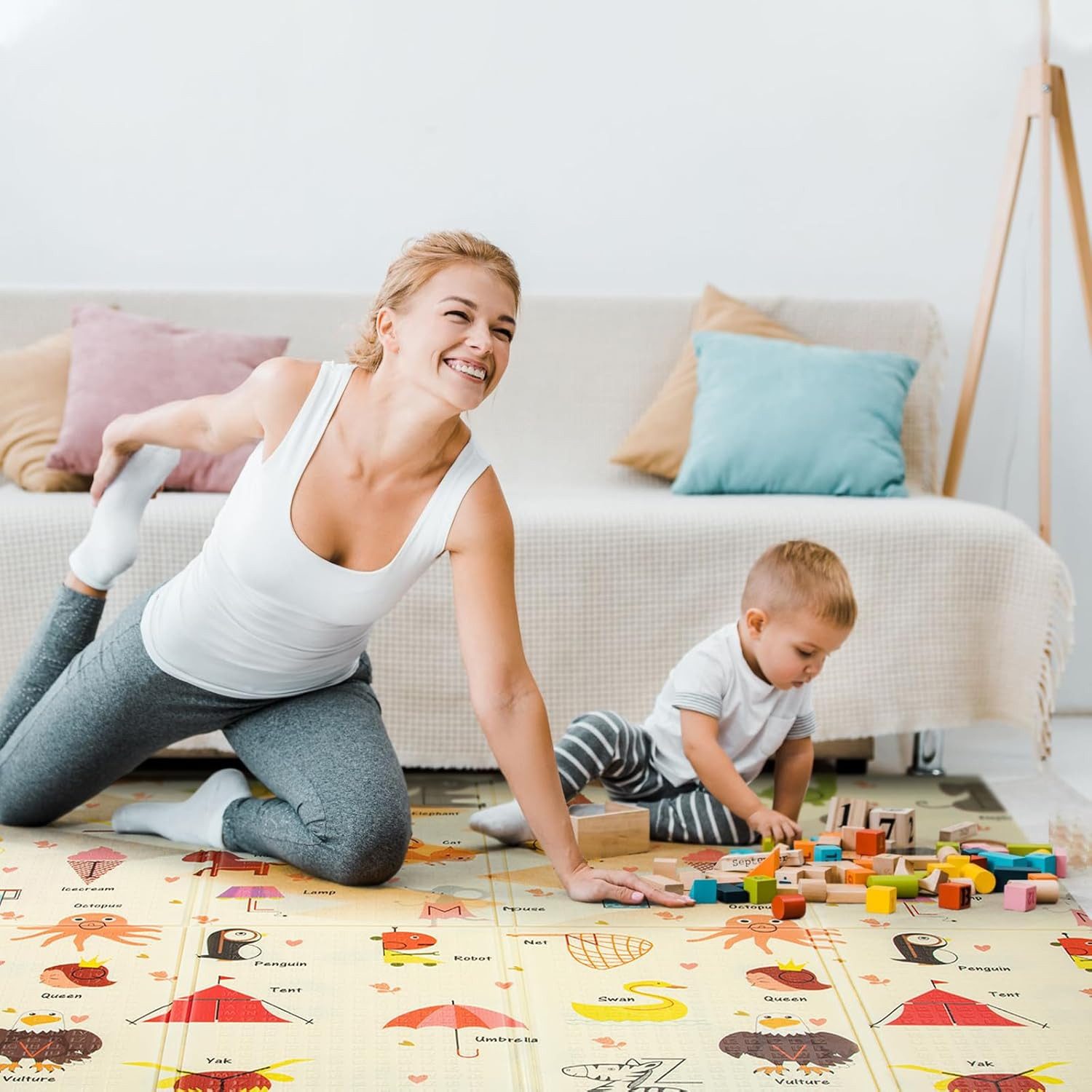 Youyijia Teppichfliese Faltbare Baby-Spielmatte – Extra große, wasserdichte Krabbelmatte