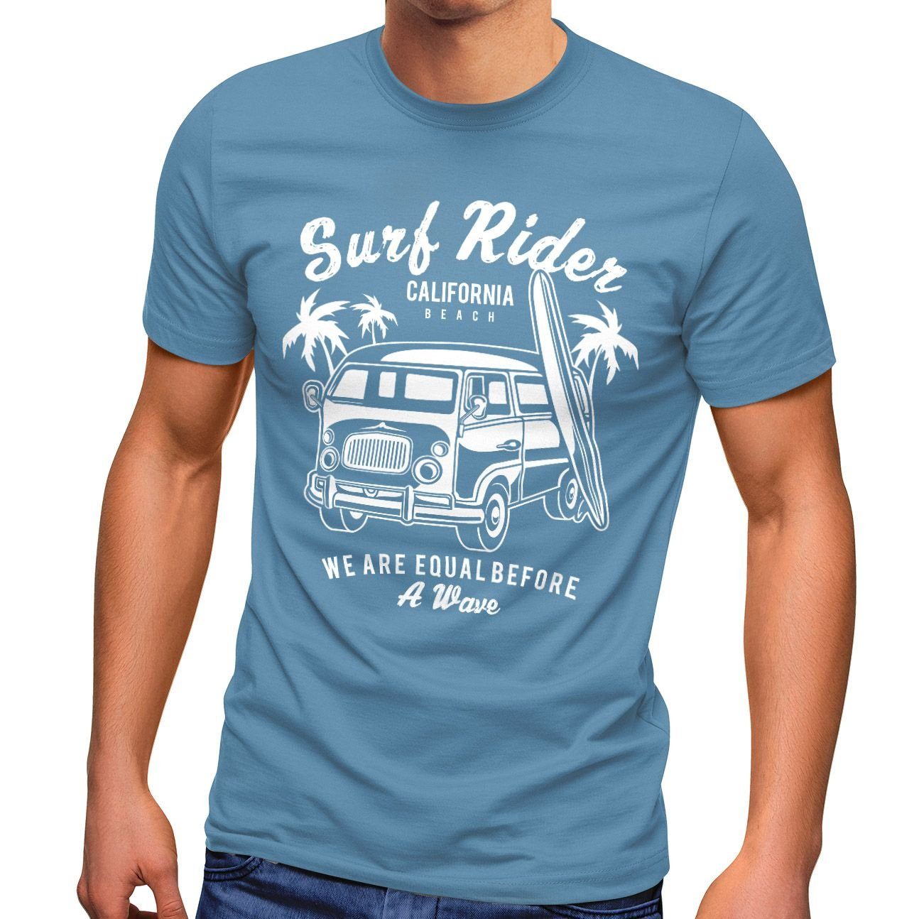 Neverless Print-Shirt Herren T-Shirt Bus Surfing günstig online kaufen