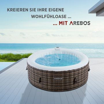 Arebos Whirlpool Aufblasbar, Innen- und Außenbereich, 4 Personen, ⌀ 180cm, (Set, Aufblasbar komplett mit Zubehör)